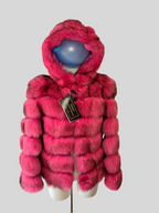 Giacca corta di volpe fuxia