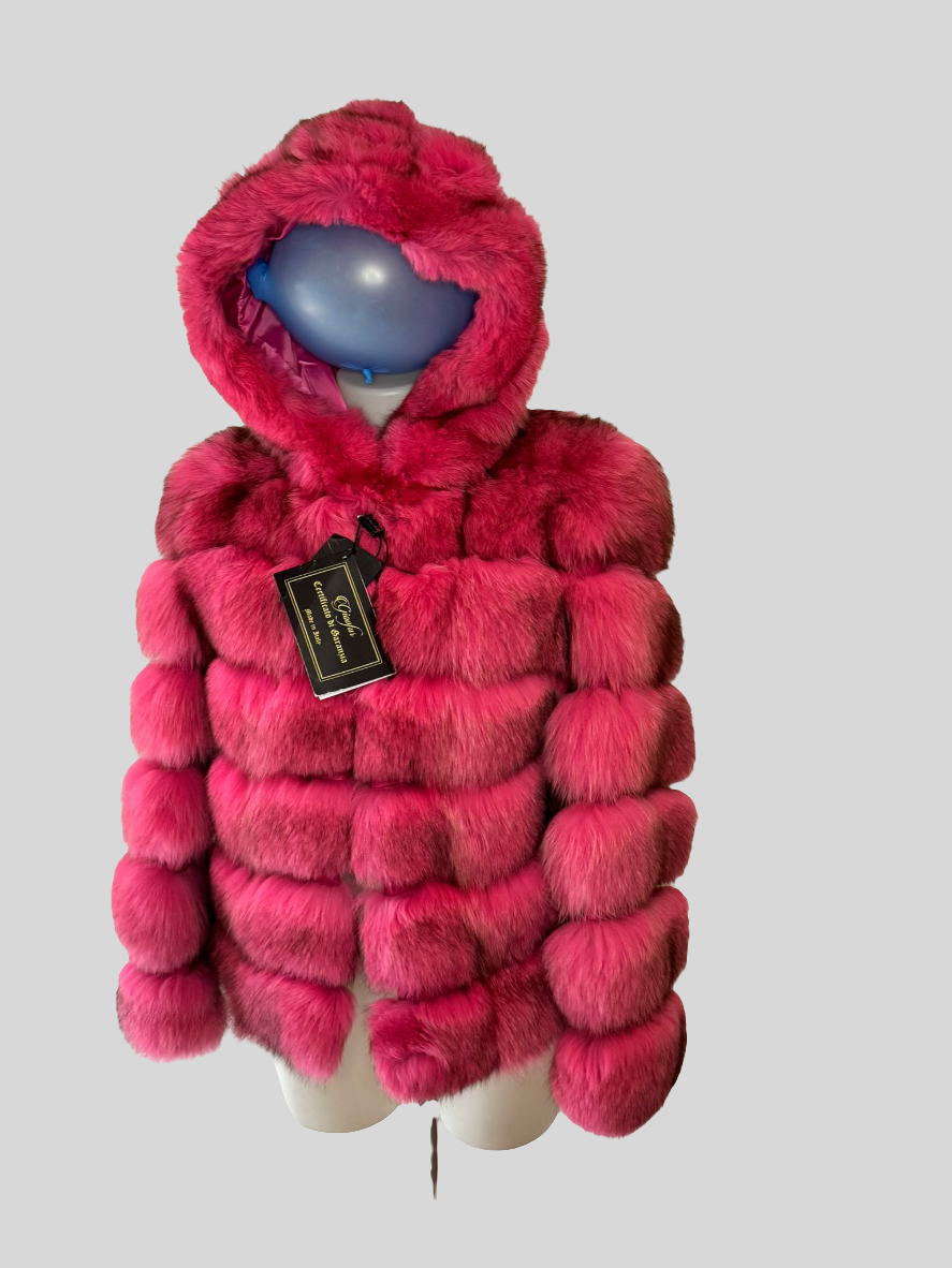 Giacca corta di volpe fuxia