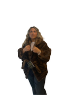 Mantella di visone con cappuccio e cintura