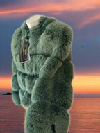 Giacca corta di volpe verde Gucci