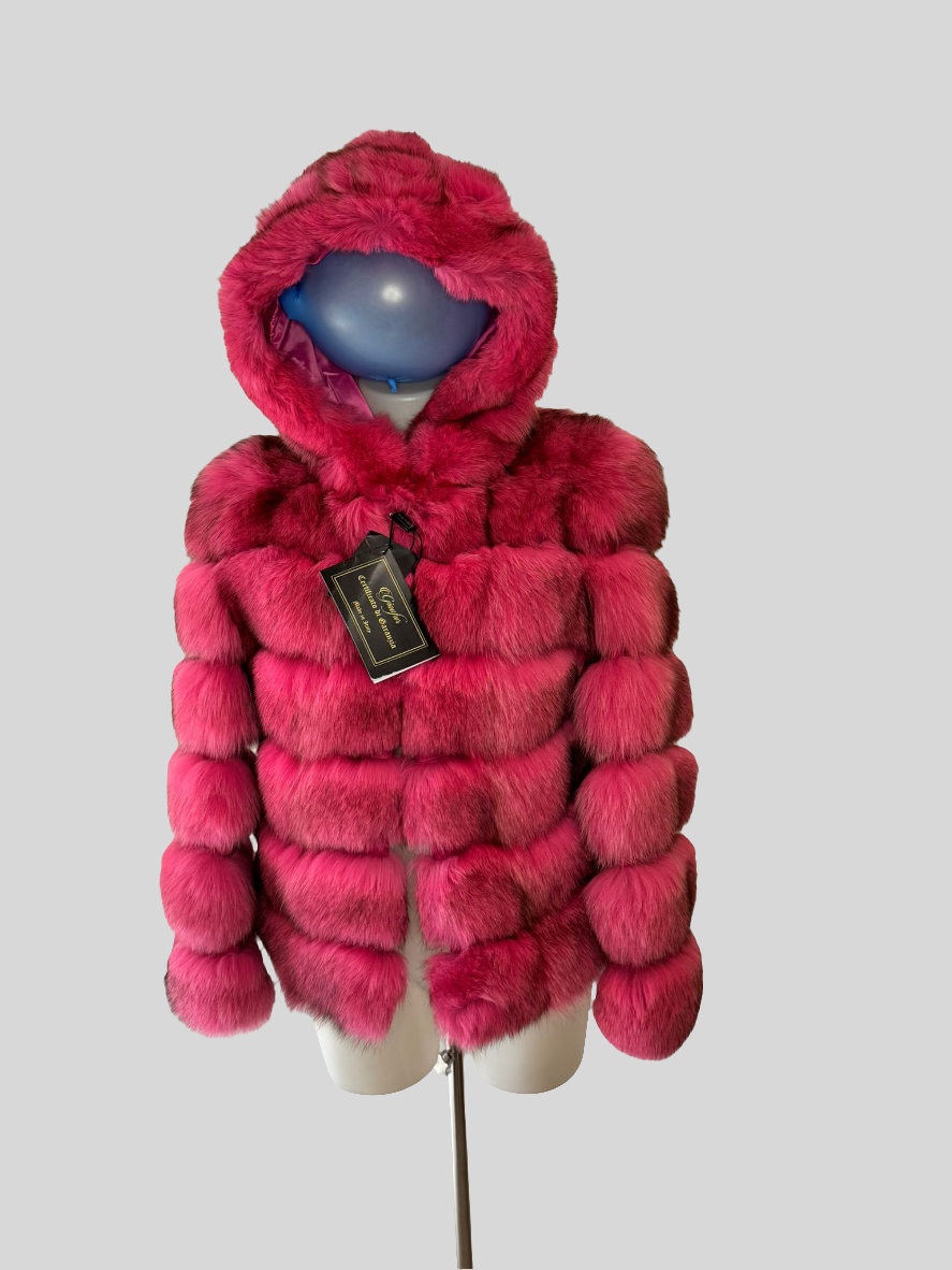 Giacca corta di volpe fuxia