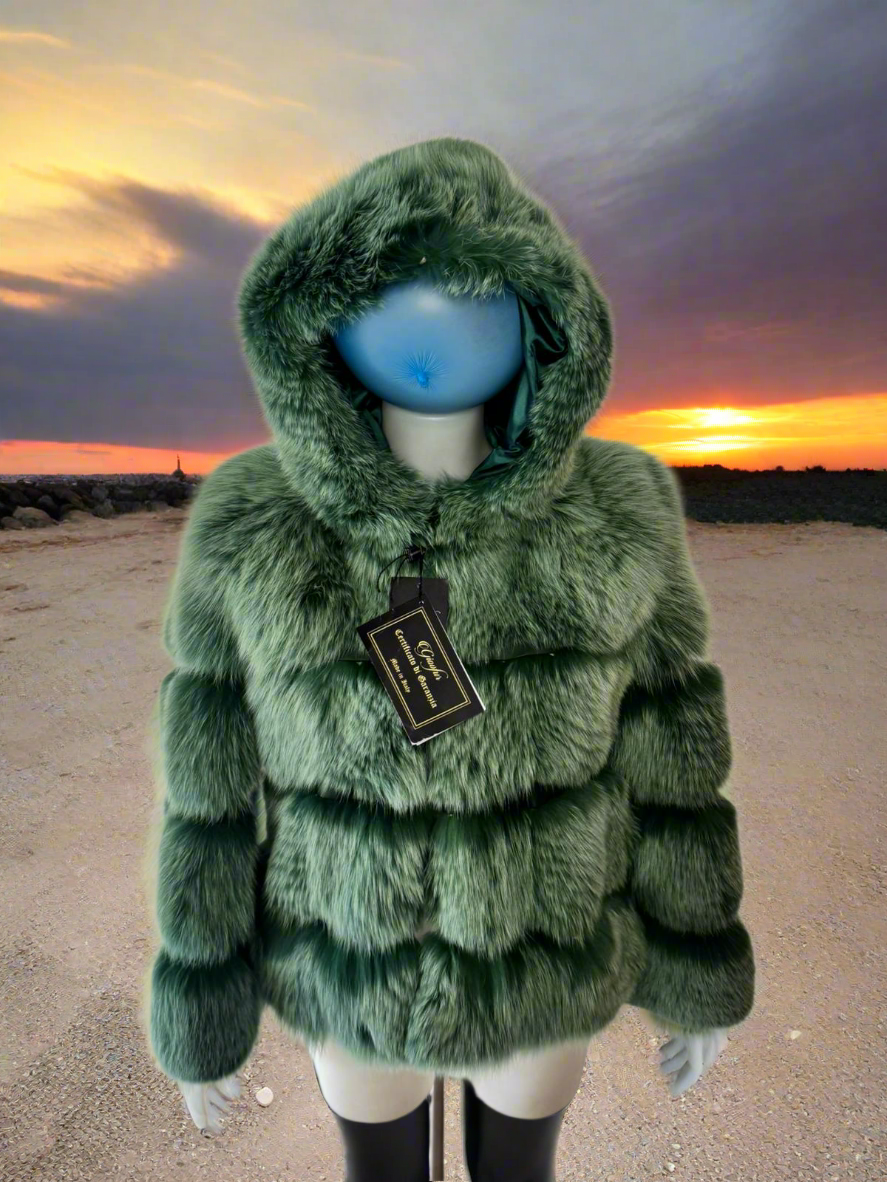 Giacca corta di volpe verde Gucci