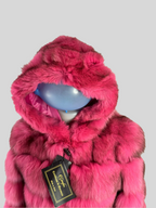 Giacca corta di volpe fuxia