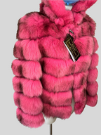 Giacca corta di volpe fuxia