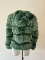 Giacca corta di volpe verde Gucci