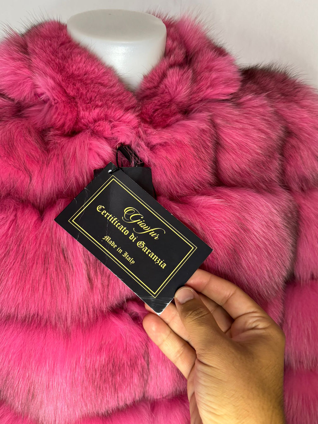 Giacca corta di volpe fuxia