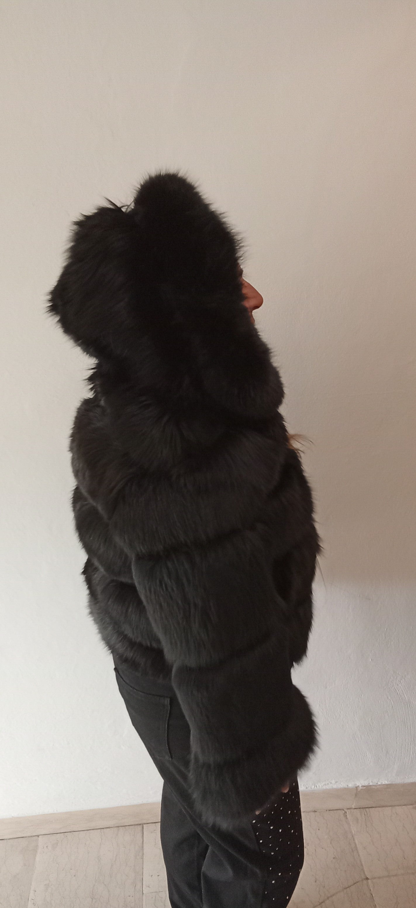 Giacchetto di volpe nero